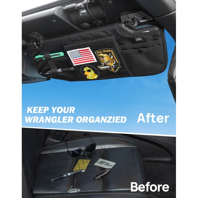 JOYTUTUS Sun Visor Organizer Compatible with 2018-2025 Wrangler JL &