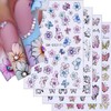 4 Sheets Flowers Butterfly Nail Art Stickers 3D Self-Adhesive Spring