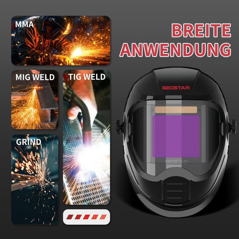 GEOSTAR Automatic Welding Helmet Panoramic 180° View 8.8 x 9.8