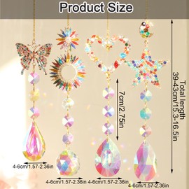 YeahBoom Suncatcher Crystal Window, Pack of 4 Crystal Pendant Decoration, Hanging Window Decoration, Crystal Suncatcher, Rainbow Suncatcher Crystal, Rainbow Crystal Pendant, Home Garden Decoration