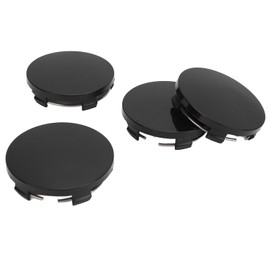 Rosvola Tapas Centrales de Rueda, Tapa Central de Cubo de Llanta de 60 Mm, Brillante, 4 Piezas con Anillo de Hierro para Automóviles (Black)