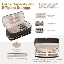 BAGCRAZY Travel Carrying Case for Dyson Shark Flexstyle Revlon Hair Dryer Airwrap, Double-Layer Dyson Airwrap Travel Case Shark Hair Tools Storage Bag for Airwrap Styler and Attachments, Black