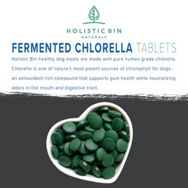 Canine Chlorella Tablets with Human Grade Fermented Chlorella for Dogs | Natural Dog Breath Freshener & Immune Booster Supplement | Dog Greens with Chlorophyll | 100 Vegan Tablets