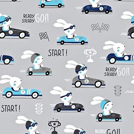 Pingianer 100 x 160 cm Hare, 100% cotton, cotton fabric for children, sold by the metre, craft sewing fabric.