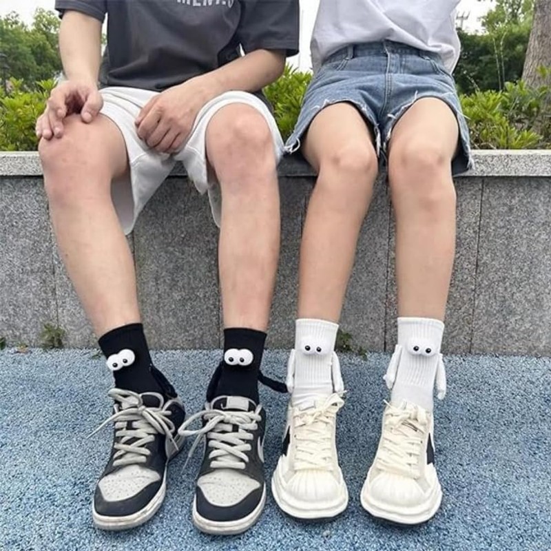 4 Pairs of Socks Holding Hands Magnetic Socks for Couples,