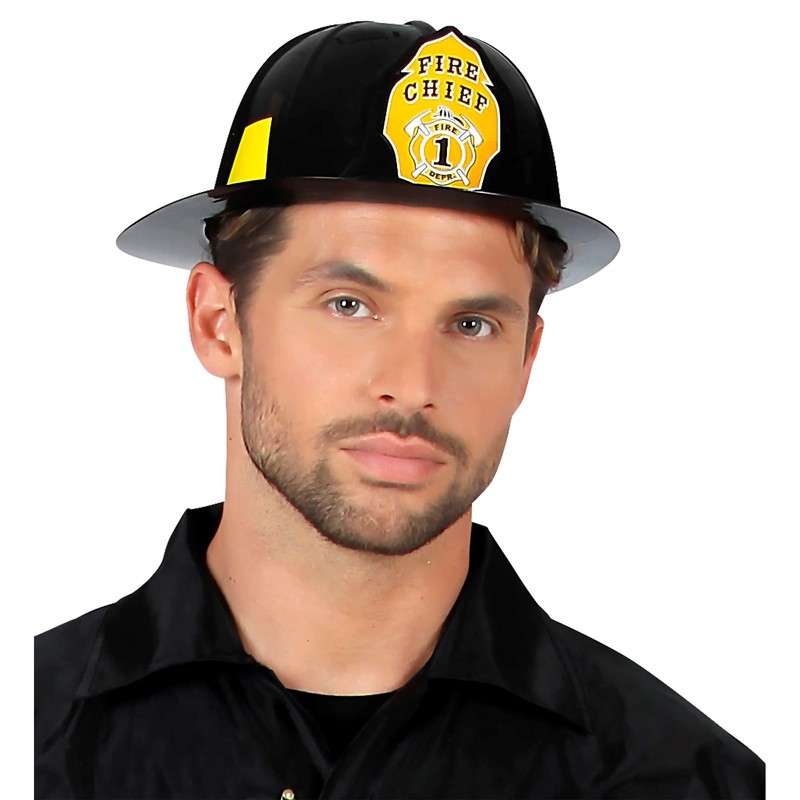 Black Fireman Hat Helmet Hard Plastic for Firefighter Fancy Dress