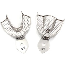 Dental Impression Trays Stainless Steel Perforated Teeth Whitening Mouth Trays Upper and Lower Dental Impression Trays Set of 2 (Large Upper and Lower)