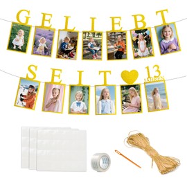 Cadimus Deko 13 Geburtstag Mädchen Girlande,13. Fotogirlande Geburtstagsdeko,Gold Fotobanner,Du Wirst Geliebt Seit 13 Jahren,Foto Banner 13 für Geburtstagsfeier Teenager