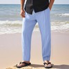 TAFLE Mens Casual Linen Pants Loose Fit Elastic Drawstring Waist