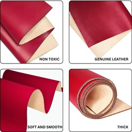 Genuine Leather Hide | 1.8-2.0 mm | Full Grain Thick Leather Sheet & Pieces for LeatherCrafting and Leatherworking Projects by Kozmo (Blood Red, 06"X12")
