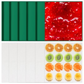 Baderke 6 Pcs 14" x 14" Silicone Dehydrator Mats with Edge Compatible with Excalibur Dehydrator and 6 Pcs Mesh Dehydrator Sheets Dehydrator Accessories Square for Fruits Meat Vegetables(Dark Green)