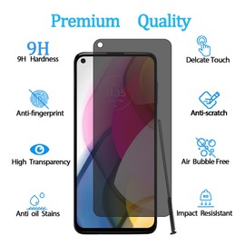 KELOLIN [2 Pack] Privacy Screen Protector for Motorola Moto G Stylus 5G 2021, 9H Hardness, Anti-Scratch, Anti Spy, Tempered Glass Screen Protector for Motorola Moto G Stylus 5G 2021