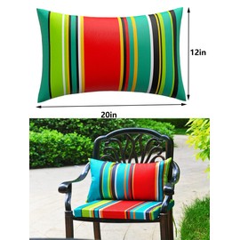 12"x20"Waterproof Lumbar Support Pillow for Chair 2 Pack Rectangular Outdoor Throw Pillows Recycled Polyester Fill Reversible Design,Windproof Rainproof for Furniture Patio Garden Decorative Pillows…