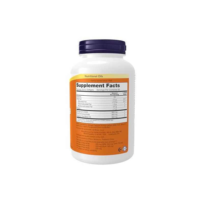 NOW Super Omega 3-6-9 1200 mg,180 Softgels