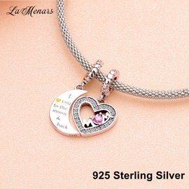 LaMenars Heart Charms Love for 925 Sterling Silver for Mum Family Women Bracelets & Necklaces Friend Dangle Pendant for Christmas Valentine's Day Mother's Day for Girls ..., Sterling Silver