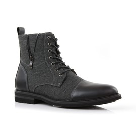 Ferro Aldo Clayton MPX806069 Mens Duo-texture Casual Cap Toe Boot Motorcycle Zipper Boots Men