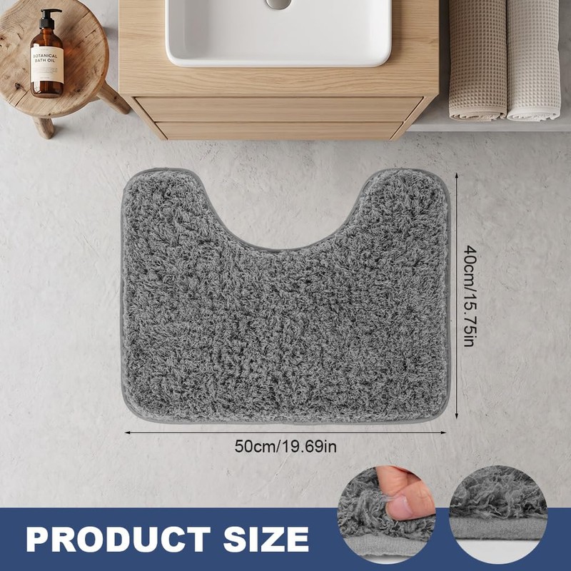 AOOWU Absorbent Toilet Mat, 40x50 cm U-shape Non Slip Dry