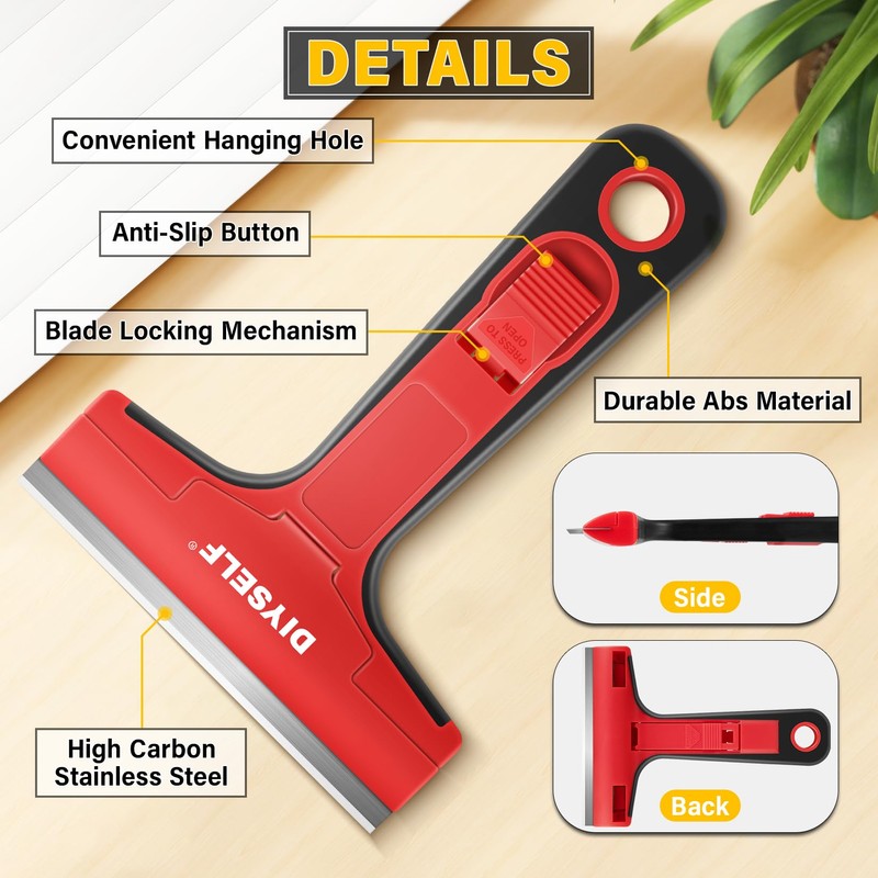 DIYSELF 1 Pack Razor Blade Scraper, Razor Scraper for Cleaning