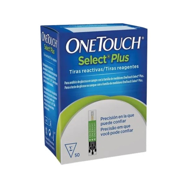 Onetouch Tiras Select Plus Paquete 50 Tiras Para Glucómetro Color