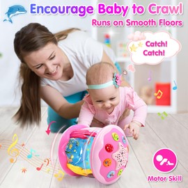 Baby Toys for 1 Year Old Girls Gifts Ocean Projector Baby Toys 6 to 12 Months Toddler Musical Sensory Toys for 6 9 12 18 Month Early Learning Infant Crawling Light Up Toys for Boys Christmas Birthday