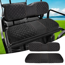 Roykaw 1680D Oxford Cloth Golf Cart Seat Covers Universal for Aftermarket Rear Seat, Backrest Bottom Seat Cover, No Drilling Required/Breathable/Washable Air Dry/Soft Comfortable