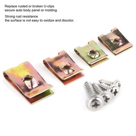 U Type Clips and Nuts, Rustproof U Clips Nuts Assortment Automotive Interior Trim Fasteners with Stainless Steel Screws