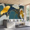 WXHFM - Golden Botanical Leaf wallpeper Living Room Bedroom Wall