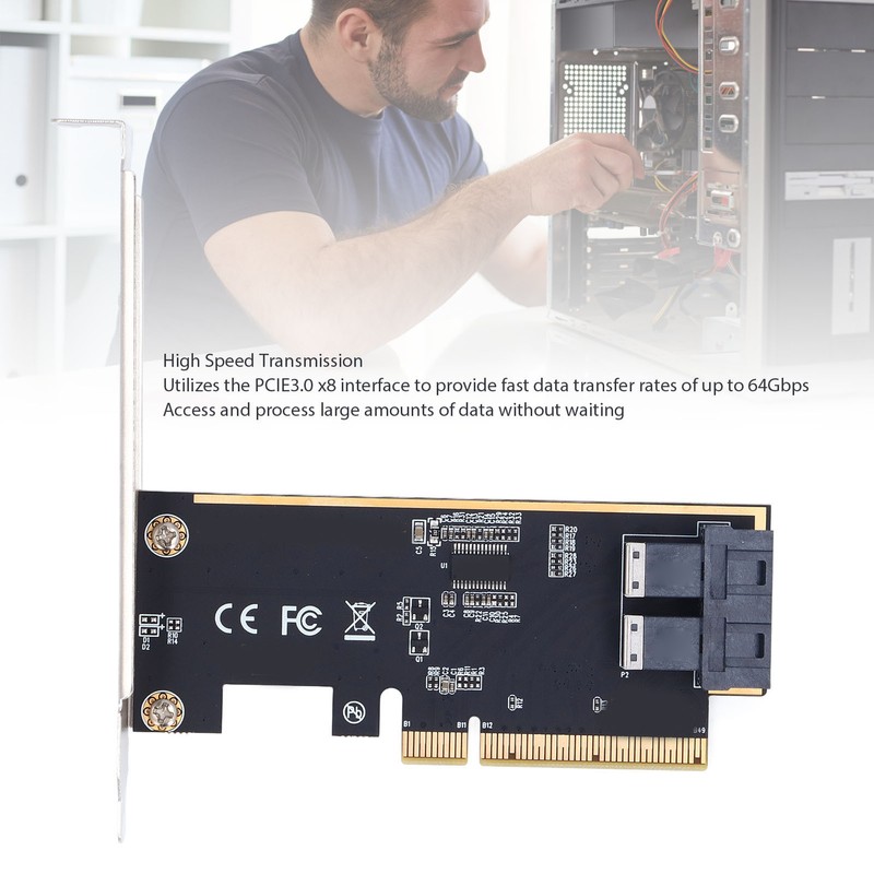 PCIe3.0 X8 to U.2 Adapter Card 64Gbps High Speed PCI