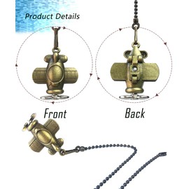 OMYZERO 12 inch Ceiling Fan Pull Chain Airplane Charm Pendant Ceiling Fan Danglers Fan Pulls Chain Extender with Ball Chain Connector for Ceiling Fan Light Decoration(Bronze)