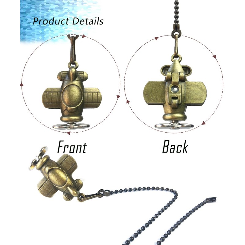 OMYZERO 12 inch Ceiling Fan Pull Chain Airplane Charm Pendant