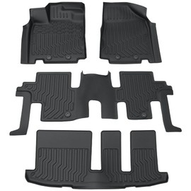 KAIRAY Car Floor Mats All-Weather TPE Rubber 4PCS Set Floor Mats Black Fits for Nissan Pathfinder 2013-2021