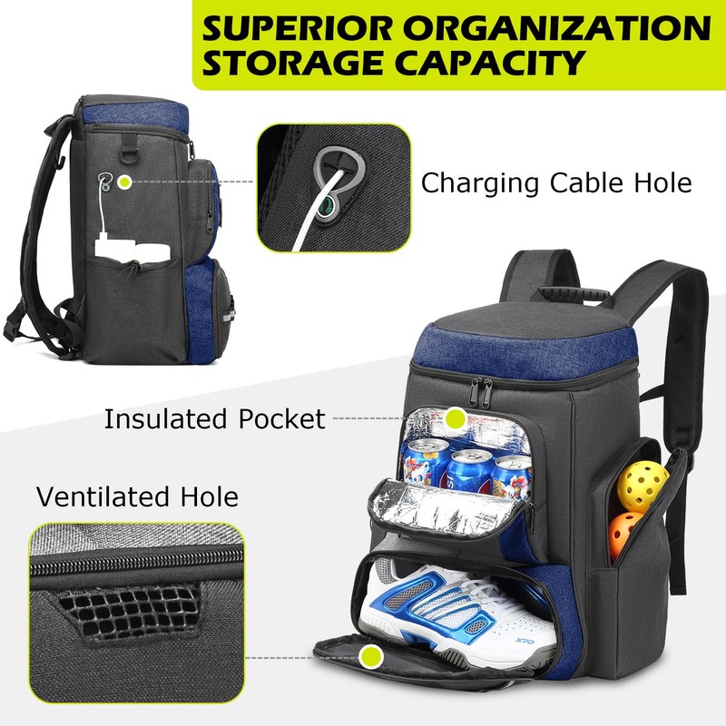 HAMBOLY Pickleball Bag for Men & Women, Large Pickleball Backpack