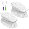 Dish Brush with Plastic Handle Built-in Scraper, Replaceable Brush Scrubbing