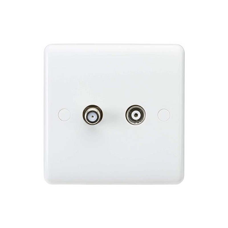 Knightsbridge CU0150 Curved Edge Sat TV Outlet, White