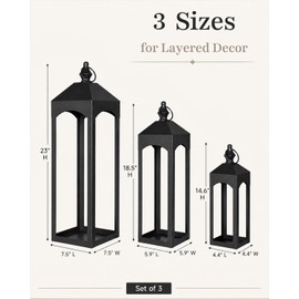 GYKLE Set of 3 Metal Decorative Lanterns Indoor & Outdoor