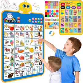 Electronic Alphabet Wall Chart, Talking ABC, 123s, Music Poster,  Interactive Educational Toddler Toy, Birthday Gifts for Age3+ Year Old Boys Girls - Style: Alphabet-Blue