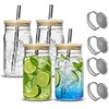 Icesip 4Pack 32oz Vintage Mason Jars with Bamboo Lids, Wide