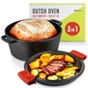 Modern Innovations 3-in-1 Dutch Oven & Skillet Combo, Preseasoned Cast