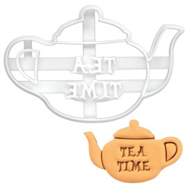 BAKERLOGY Tea Time Teapot Cookie Cutter - Detailed Cookie Cutter Design for Baking and Crafts, Ideal for Fondant, Dough, Clay