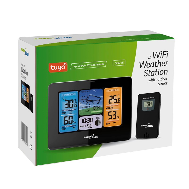 GreenBlue GB215 WiFi Weather Station with Weather Forecast App Compatible