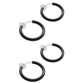 Miyabi Grace Men's 12 mm Small Comfortable Black Plastic Invisible Clip On Hoop Earrings Unisex for guys