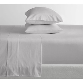 Feather & Stitch Softest 100% Cotton Sheets, 300 Thread Count Percale Weave Bedding, 16" Deep Pocket, Cooling Sheets, Breathable Bed Set, Hotel Premium Quality (Queen, Grey)