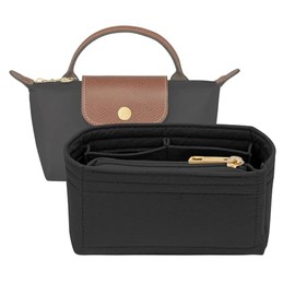 LOUKAYCCI Felt Purse Organiser Insert for Longchamp (Black, Mini)