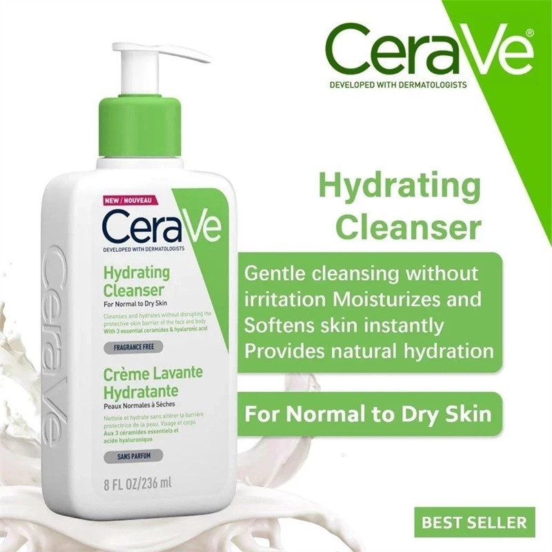 CeraVe Hydrating Cleanser 236ml, CeraVe Facial Cleanser for Face, CeraVe
