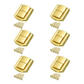 sourcing map 6pcs Toggle Catch Lock, 1" x 0.8" Hasp Lock Latch Mini Hasp Clasp with Mounting Screws for Jewelry Box Gift Box Wooden Cabinet, Bright Gold