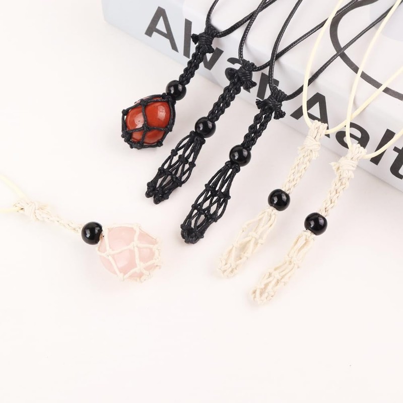 weryerker 12 PCS Crystal Cage Necklace Holder Necklace Cord Empty