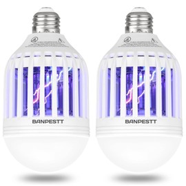 [2-Pack] BANPESTT Bug Zapper Light Bulb 2-in-1 Indoor Mosquito Zapper Gnat Trap- Electric Fly Insect Killer&Bug Catcher for Home Backyard Patio