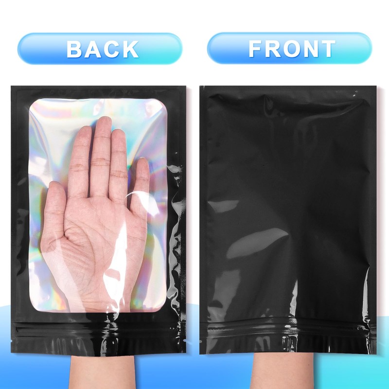 100 Pieces Smell Proof Mylar Bags- Resealable Holographic Packaging Pouch