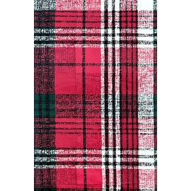 Elrene Home Fashions Seasons Greetings Rustic Country Christmas Tartan Black Red Green White Plaid Flannel Backed Vinyl Tablecloth (52" x 102" Oblong)
