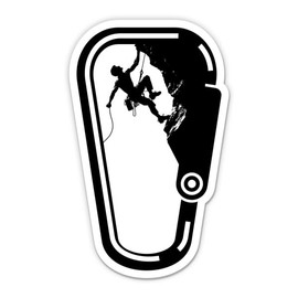 Squiddy Rock Climbing Carabiner Shape - Vinyl Sticker Decal for Phone, Laptop, Water Bottle (3" high)